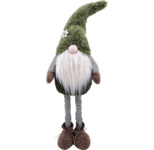 Gnom decorativ cu pălărie verde și picioare în dungi ca decorațiune de Crăciun