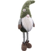 Figurină decorativă din material textil cu barbă, căciulă și picioare în dungi