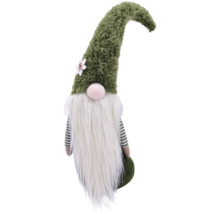 Figurină decorativă pitic cu pălărie verde și barbă lungă