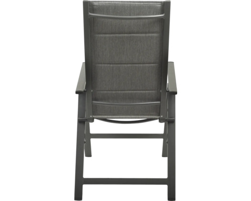 Scaun de grădină din metal cu tapițerie textilă, vedere din spate