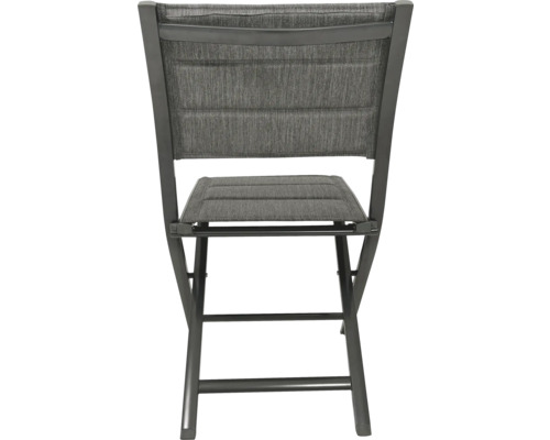 Scaun de grădină din metal cu tapițerie textilă, vedere din spate