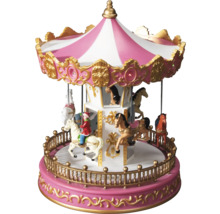 Cutie muzicală decorativă cu design de carusel și figurine de cai.