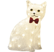 Figurină decorativă pisică cu fundă, iluminată