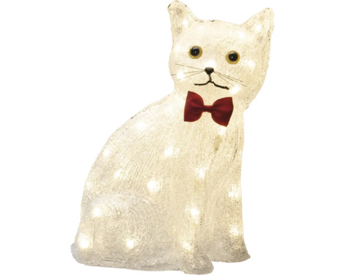 Figurină decorativă pisică cu fundă, iluminată