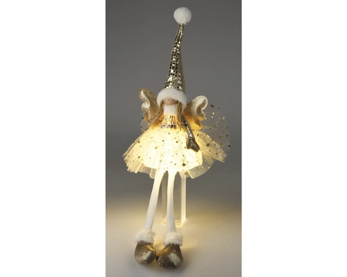 Figurină decorativă de Crăciun înger cu iluminare și accente aurii