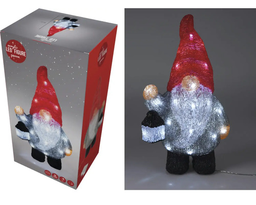 Figurină LED acrilică gnom de grădină cu ambalaj