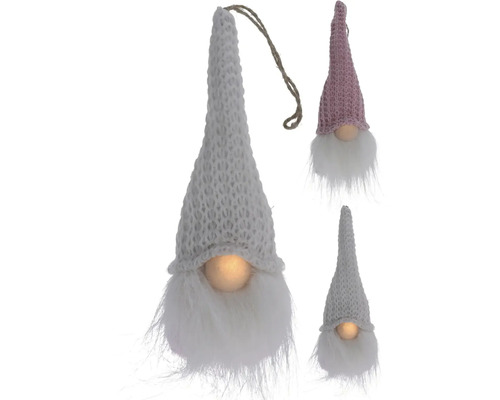 Figurine decorative cu pitici cu căciulă tricotată și barbă, pentru decorarea de Crăciun