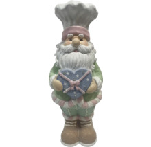 Figurină Moș Crăciun cu bonetă de bucătar și cadou în formă de inimă