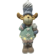 Figurină decorativă Elan cu înghețată în mână și lumini