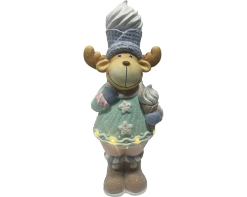 Figurină decorativă Elan cu înghețată în mână și lumini