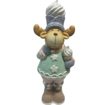 Figurină decorativă de elan cu cornet de înghețată și căciulă