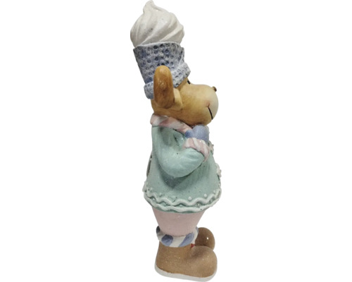 Figurină decorativă de câine cu pălărie și haină