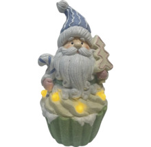 Figurină decorativă Moș Crăciun în formă de brioșă cu iluminare LED