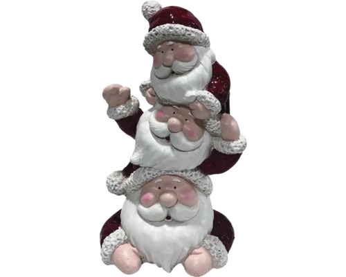 Figurină decorativă Moș Crăciun, formată din trei Moși Crăciuni stivuiți unul peste altul