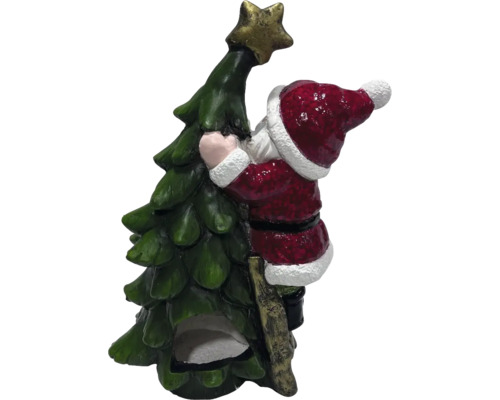 Figurină decorativă a lui Moș Crăciun care se urcă într-un pom de Crăciun