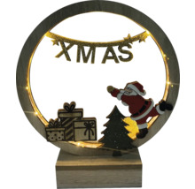 Lumină decorativă de Crăciun cu Moș Crăciun, brad de Crăciun și cadouri