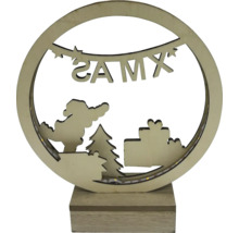 Lumină decorativă de Crăciun cu Moș Crăciun, brad și cadouri