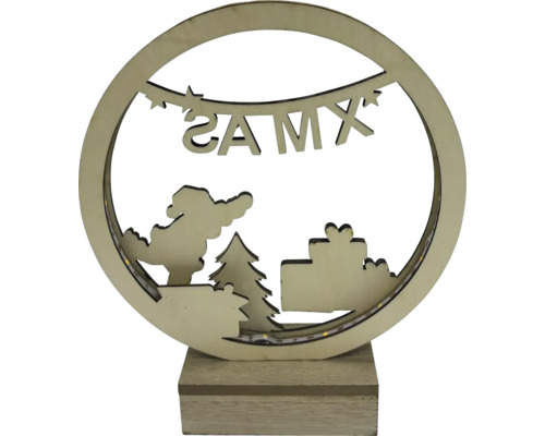 Lumină decorativă de Crăciun cu Moș Crăciun, brad și cadouri