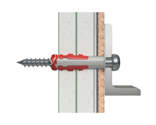 Element de construcție fixat cu un șurub și un diblu