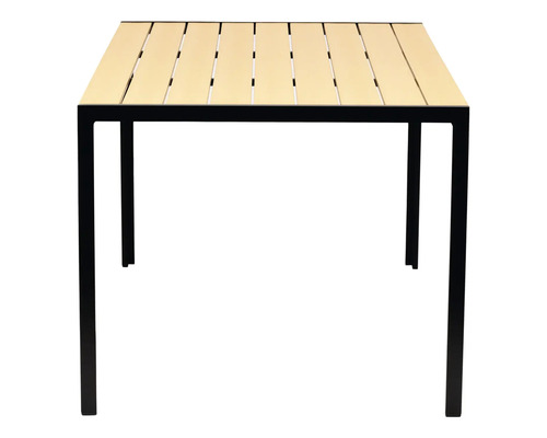 Masa de grădină cu blat cu lamele și cadru metalic