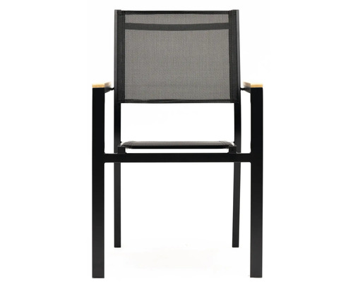 Scaun de grădină cu tapițerie textilă și brațe din lemn