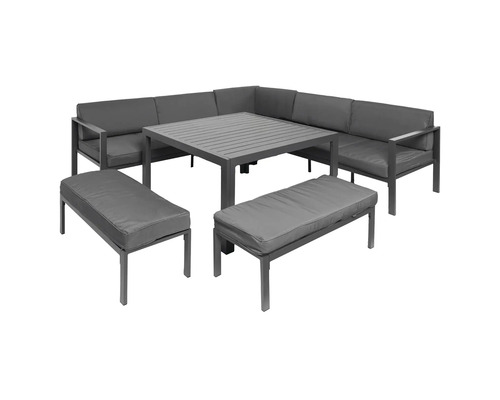 Set mobilier grădină/terasă Sofia aluminiu 6 piese 8 locuri gri