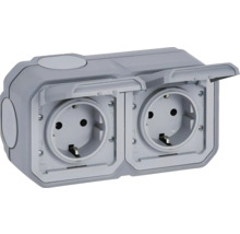 Priza dublă de exterior cu capac rabatabil