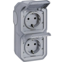 Priza dublă pentru montaj aparent cu capac rabatabil