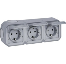 Priza triplă de exterior cu capac rabatabil