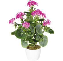 Floare artificială Mușcată în ghiveci ceramic H 40 cm roz
