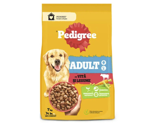 Hrană uscată pentru câini Pedigree Adult M/L cu vită și legume 7 kg