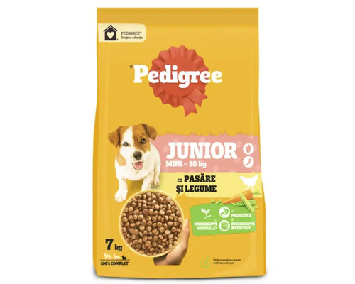 Hrană uscată pentru câini Pedigree Mini Junior cu pasăre și legume 7 kg