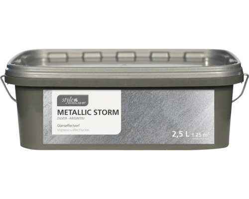 Vopsea cu efect lucios StyleColor Metallic Storm argintiu 2,5 l Găleată de vopsea cu efect metalic Metallic Storm 2,5 litri