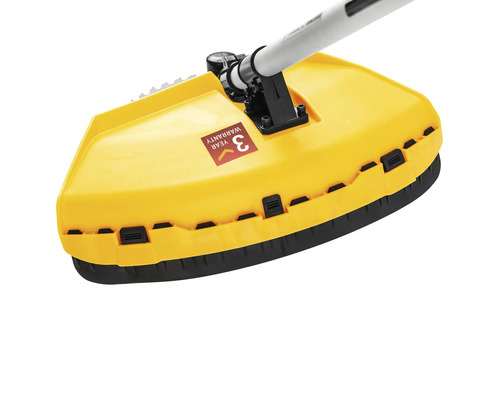 Perie de terasă galbenă cu garanție de trei ani.