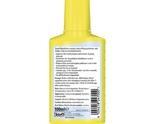 Tetra FilterActive demaror de bacterii pentru acvarii de apă dulce, 100 ml