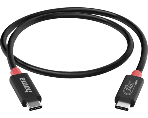 Cablu de date E-Marker USB-C Hama USB-C - USB-C, USB 4 Gen 2, 20Gbit/s, 240W 5A 2m negru Cablu de date E-Marker USB-C Hama USB-C - USB-C, USB 4 Gen 2, 20Gbit/s, 240W 5A 2m negru