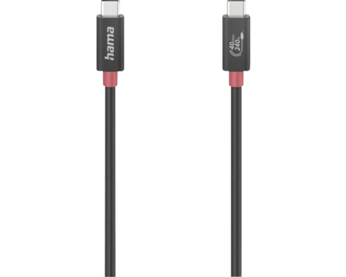 Cablu de date E-Marker USB-C Hama USB-C - USB-C, USB 4 Gen 3, 40Gbit/s, 240W 5A 1m negru Cablu de date E-Marker USB-C Hama USB-C - USB-C, USB 4 Gen 3, 40Gbit/s, 240W 5A 1m negru