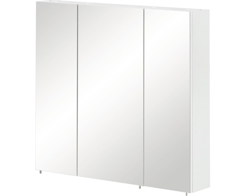 Dulap baie cu oglindă, 3 uși, PAL, 70x70 cm alb lucios