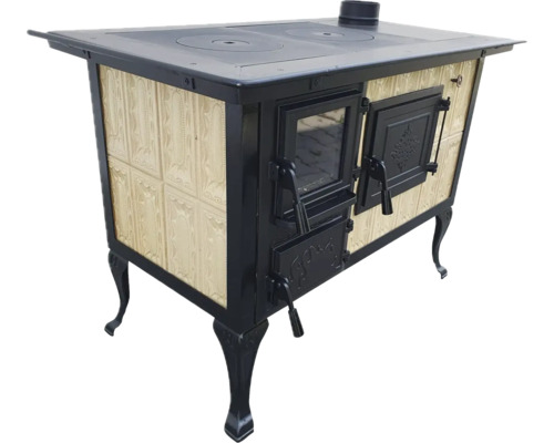 Sobă pe lemne cu plită și placare decorată