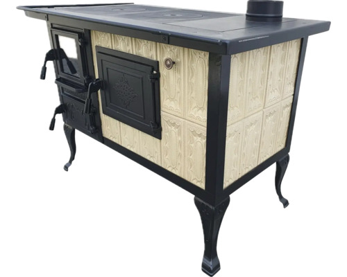 Șemineu pe lemne cu cuptor, plită și placare decorată