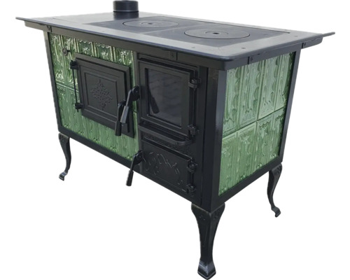 Sobă pe lemne cu plită și placare decorativă