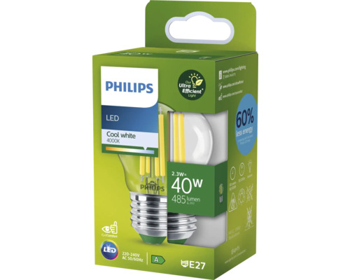 Bec LED Philips, alb rece, 4000 Kelvin, dulie E27