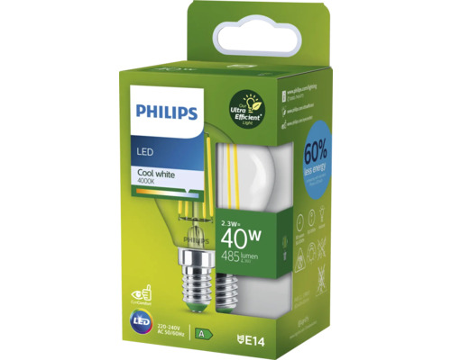Bec LED Philips cu soclu E14 în ambalajul produsului
