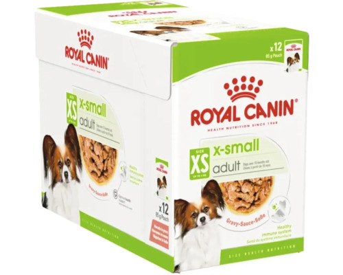 Hrană umedă pentru câini Royal Canin X-Small Adult Gravy 85 g Royal Canin hrană pentru câini foarte mici, adulți, pachet de 12