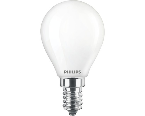 Bec LED Philips E14 4,3W 470 lumeni, glob mat P45, lumină caldă