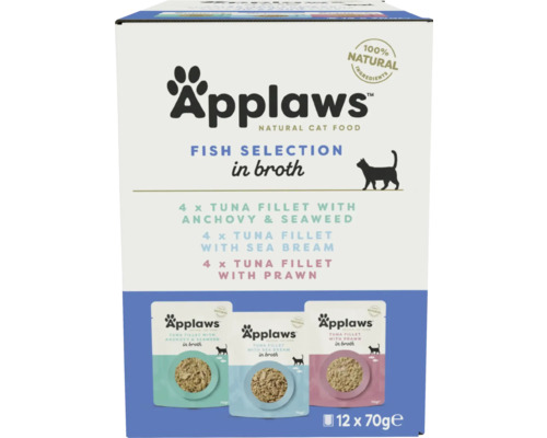 Hrană umedă pentru pisici Applaws Multipack Selecție pește în sos 12x70 g