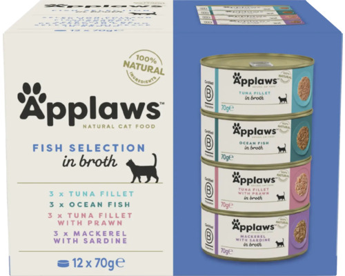 Hrană umedă pentru pisici Applaws Multipack Selecție pește 12x70 g