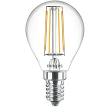 Bec LED Philips E14 2,3W 485 lumeni, glob transparent P45, lumină neutră