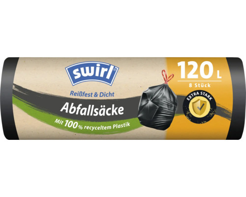 Saci de gunoi cu șnur Swirl 120L, 8 buc.