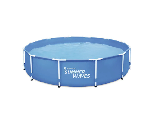 Set piscină cu cadru metalic Ø 366 cm H 76 cm capacitate 6950 l albastru inclus skimmer și filtru